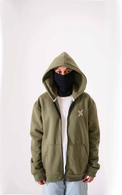 Olive Green Zipped Hoodie