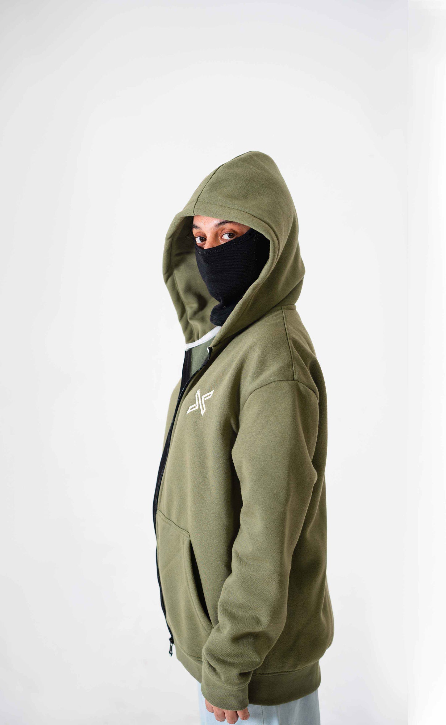 Olive Green Zipped Hoodie