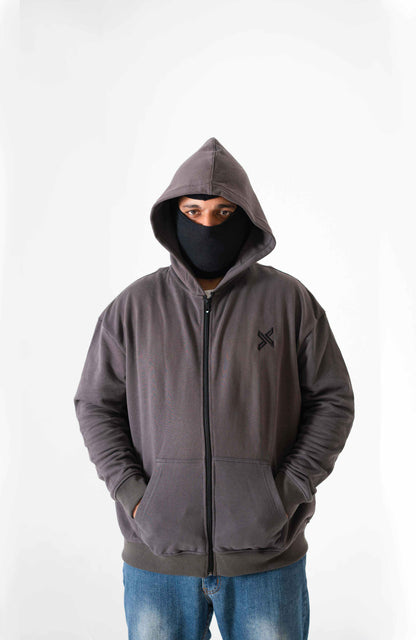 Charcoal Grey Zipped Hoodie